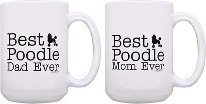 ThisWear Best Poodle Dad Ever and Best Poodle Mom Ever Mug Set 2 Pack 15-oz Mugs Cups 15oz Mugs