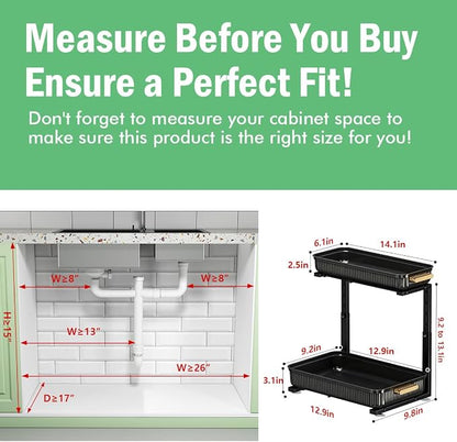 ARSTPEOE Under Sink Organizer - 2 Packs Multi-Purpose Pull-Out Storage Organizers, Slide out Pull out Cabinet Organizer Shelf, Storage for Kitchen Bathroom