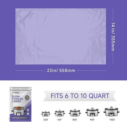 Slow Cooker Liners 3-8 Quart, Cooking Bags Large Size 13"x 21", Slow Cooker Bags Disposable Oval Large For Crock Pot (50)