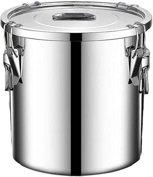 304 stainless steel food storage containers with lids lock clips airtight container large airtight for rice flour sugar grain coffee bean storage containers Kitchen jar (5.55gal/21L)