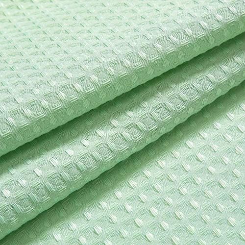 River Dream Waffle No Hook Shower Curtain with Liner,Green Light,71x74