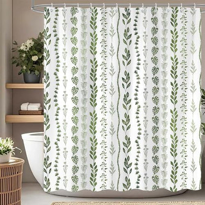 Boho Shower Curtain Waterproof Fabric Bath Curtain with Hooks 72x72 inch，Sage Green Modern Farmhouse Bathroom Decor