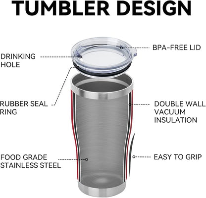 DOMICARE 20oz Tumbler with Lid Stainless Steel Tumblers Bulk, Double Wall Vacuum Insulated Coffee Travel Mug Powder Coated Tumbler, 1 Count (Pack of 1) Red