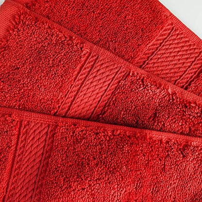 Superior Egyptian Cotton Plush & Absorbent, Face Towel Set of 6, Red