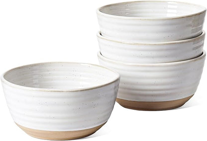 LE TAUCI Cereal Bowls Set of 4, Ceramic Soup Bowl 28 oz, Stoneware Kitchen Bowl for Pho, Chip, Fruit, Salad, Noodle, Ramen, Dishwasher Oven Microwave Safe - 6 Inch, Arctic white