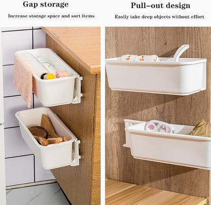 2 Pack Under Sink Organizers and Storage,1 Tier Pull Out Cabinet Organizer,Sliding Cabinet Organizers with Storage Drawers for Bathroom Kitchen Countertop Narrow Space