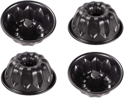 Webake 4 Inch Mini Fluted Tube Pans Nonstick Bakeware Set of 4, Angel Food Cake, Kugelhopf, Brownie