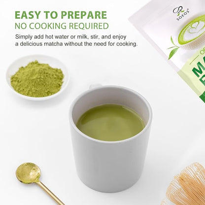 Soeos Organic Matcha Powder, Matcha Green Tea Powder, 2 oz (57g), Antioxidant-Rich Matcha Powder for Lattes, Smoothies and Baking, Recyclable Bags