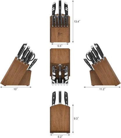 Cangshan Alps Series German Steel Forged 17-Piece Knife Block Set, Acacia (Black)