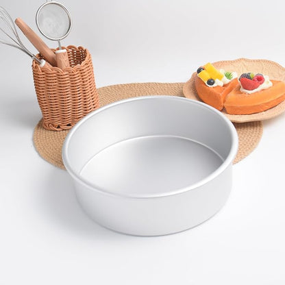 9 Inch Cake Pan, Aluminum Round Cake Baking Pans Tins For for birthday cake party cake, Non-Toxic, Only Handwasher.Silver(9×3 round Cake Pan)