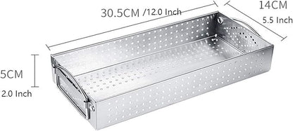 Large Silverware Drawer Organizer, 304 Stainless Steel Mesh Utensil Organizer for Kitchen Drawers Organizer Metal Flatware Tray for Knives, Spoons,Cosmetic - 12.0x5.5X2.0 Inch