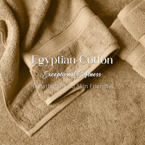 SUPERIOR Egyptian Cotton Ultra Plush & Absorbent, 3 Piece Set, Toast