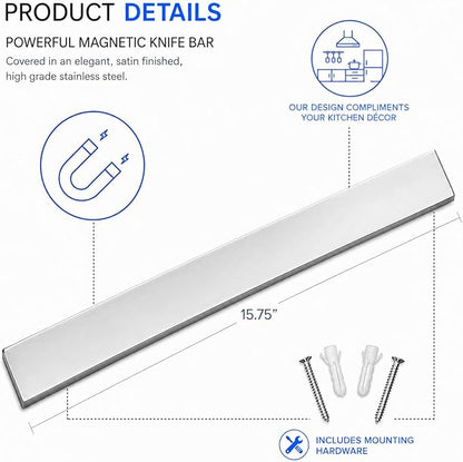 Modern Innovations 16 Inch Stainless Steel Magnetic Knife Bar with Multi-Purpose Functionality as a Knife Holder, Knife Strip, Magnetic Tool Organizer, Art Supply Organizer & Home Organizer