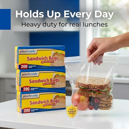 Sandwich Bags With Fold & Close Top (6.5 in X 5.5) in 200 Count Pack of 4