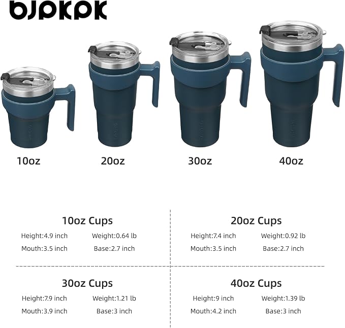 BJPKPK 20 oz Tumbler With Handle Insulated Tumbler With Lid And Straw Stainless Steel Travel Mug Coffee Cups,Navy Blue