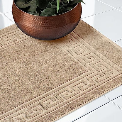 Superior Heavyweight Cotton Bath Mats, Bath Rugs For Bathroom Accessories, Washable Rug For Shower, Bath, Toilet, Modern Decor, No Backing, Luxury Hotel And Spa Quality, Set of 2, 22" x 35", Taupe