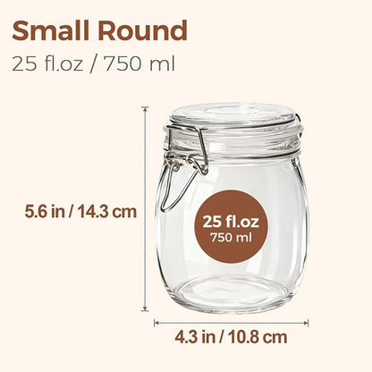 ComSaf 6-Pack 25oz Round Glass Mason Jars with Lids, Airtight Canning Jars for Preserving & Pickling, Multi-Purpose Storage Containers for Kitchen, Bathroom & Laundry, Ideal Housewarming Gift Set