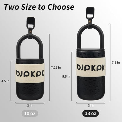 BJPKPK 13oz Insulated Tumbler With Lid And Handle Stainless Steel Travel Mug Loop Coffee Tumbler Cups,Black Leopard