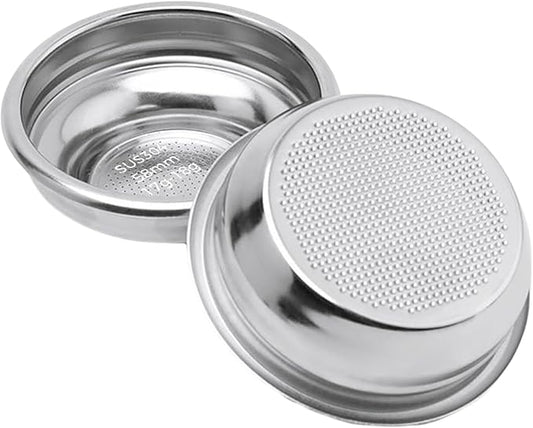 Tuni 2PCS Stainless Steel Single Wall Filter Basket, 58mm Double Cup Non-Pressurized Portafilter Basket Coffee Filter Replacement Accessories for Espresso Machine