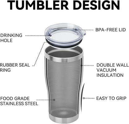 DOMICARE 20oz Tumbler with Lid Stainless Steel Tumblers Bulk, Double Wall Vacuum Insulated Coffee Travel Mug Powder Coated Tumbler, 4 Count (Pack of 1) Stainless Steel