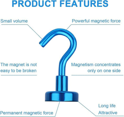 DIYMAG Magnetic Hooks, 30Lbs Strong Heavy Duty Cruise Magnet S-Hooks for Classroom, Fridge, Hanging, Cabins, Grill, Kitchen, Garage, Workplace and Office Etc, (20 Pack-Blue)