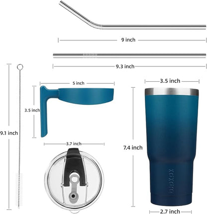 BJPKPK Tumbler With Handle And Straw 20oz Stainless Steel Tumbler With Lid Insulated Coffee Cups,Indigo Black