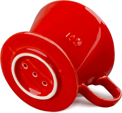 hailanbao Handmade Pour Over Ceramic Coffee Dripper - Authentic Brewing Experience for Camping, Office, and Home (Red)