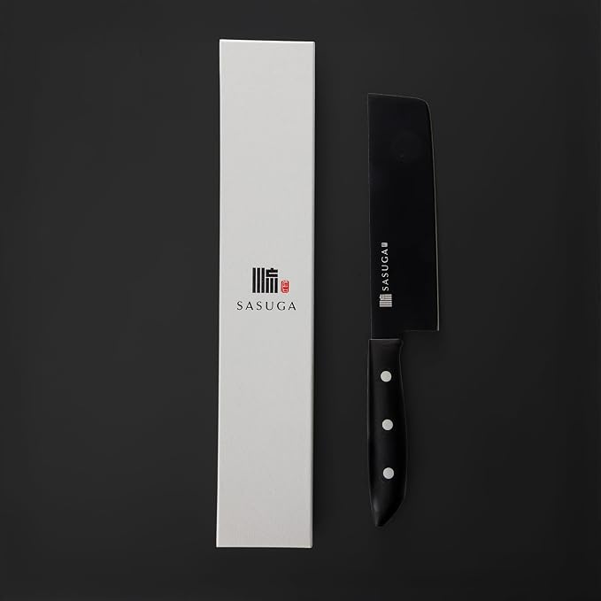 SASUGA Lightweigth Japanese Nakiri Vegetable Knife 165 mm – Made in Japan | Molybdenum-Vanadium Stainless Steel | Flat Blade for Precise Vegetable Cutting