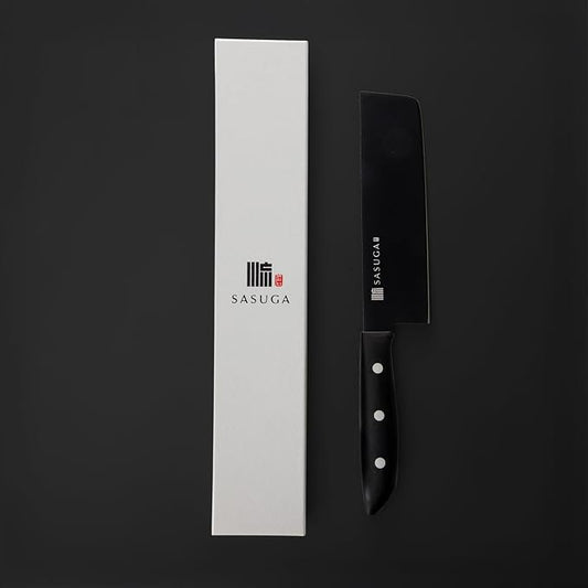 SASUGA Lightweigth Japanese Nakiri Vegetable Knife 165 mm – Made in Japan | Molybdenum-Vanadium Stainless Steel | Flat Blade for Precise Vegetable Cutting