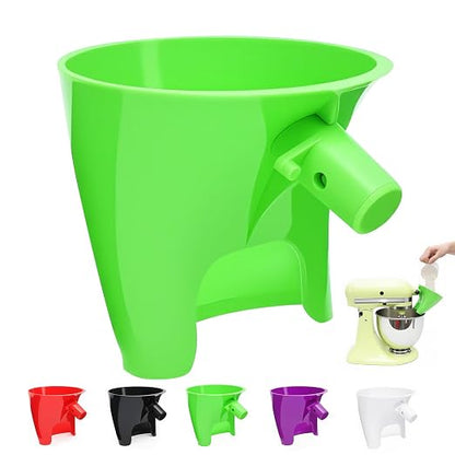 Green Mess-Free Funnel for Kitchen Aid Mixer, Kitchen Aid Attachment for 5 Qt Tilt-Head Models(KSM150), Flour Funnel for Easy Pour and Without Splashing, Easy Clean