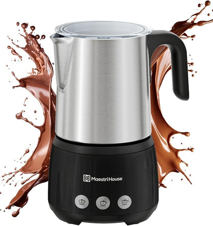 Maestri House Milk Frother, 4-in-1 ClassicFro 500 Electric Milk Steamer and Frother, 16.9OZ 600W Smart Touch Control Hot and Cold Foam Maker, Memory Function for Latte, Cappuccinos, Chocolate Milk