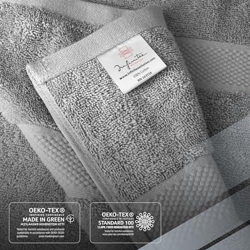 Infinitee Xclusives 100% Cotton Bath Towel Set – 8 Piece Bathroom Towel Set