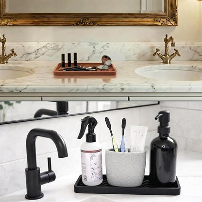 Silicone Sink Organizer Tray, Rectangular, Modern Style, Heat Safe, Dishwasher Safe, for Bathroom and Kitchen Organization (Mocha, 12"x4", Chevron Pattern)