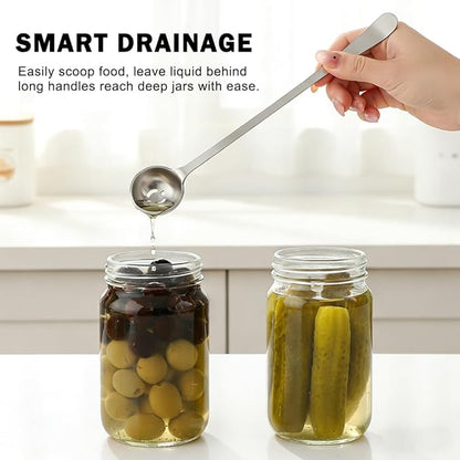 4 Pcs Pickle Fork and Olive Spoon Set, 7.48Inch Olive Spoons with Holes, 8.07Inch Pickle Forks, for the Jar, Suitable for Olives Pickles Onion Cucumber(COLOR:Silver)