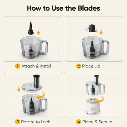 OLIXIS Food Processor 10.5 Cups, 600W Powerful Food processors with 5 Blades, Dishwasher Safe Meat Grinder for Slicing, Shredding, Chopping, Kneading, for Meat, Vegetables, Fruit, Dough