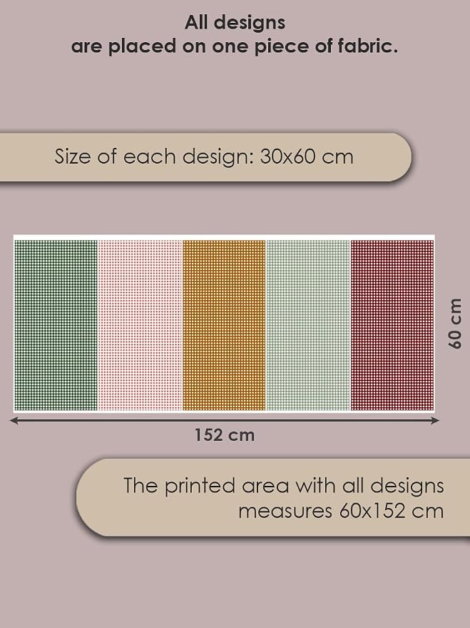 Cotton Patchwork Quilting Fabric Panel – 155×100 cm, 100% Cotton, Made in Türkiye (PRT_KUP 01-001) (Classic Gingham, 5 pcs (23.6x11.8 inc))