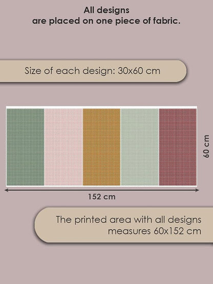 Cotton Patchwork Quilting Fabric Panel – 155×100 cm, 100% Cotton, Made in Türkiye (PRT_KUP 01-001) (Classic Gingham, 5 pcs (23.6x11.8 inc))