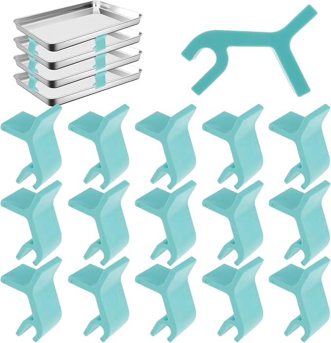 32PCS Baking Sheet Stackers Set Space-Saving Tray Stackers Reusable Trays Stacking Holder Multipurpose Baking Tray Stackers for Freeze Dryer Trays (32PCS)