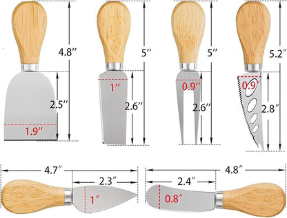 Cheese Knives Set - Cheese Knife, Cheese Spreader, Cheese Fork, Cheese Slicer, Cheese Cutter, Butter Knife – 6PCS Mini Stainless Steel Cheese Knives - Cheese Knife Set for Charcuterie Board