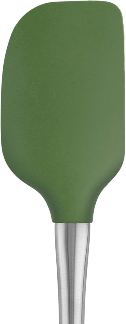 Tovolo Flex-Core Silicone Spatula Metal Handle for Scraping Bowls Mixing & Baking, Dishwasher Safe Heat Resistant Stainless Steel Silicone Spatula for Cast Iron & Nonstick Cookware, Pesto Green