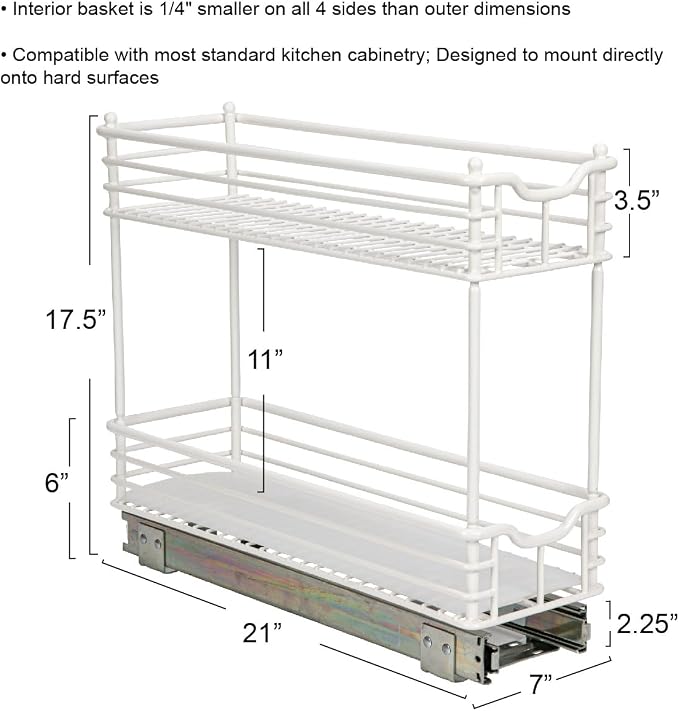 Household Essentials White Steel Two-Tier Slide-Out Organizer with Plastic Liners