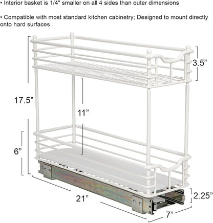 Household Essentials White Steel Two-Tier Slide-Out Organizer with Plastic Liners