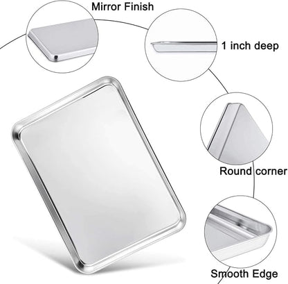 TeamFar Baking Sheet with Rack Set of 4, 20’’×14’’×1.2’’, Half Size Stainless Steel Cookie Sheet Baking Pans with Cooling Rack Set, Non Toxic & Rust Free, Mirror Finish & Easy Clean, 2 Pans & 2 Racks