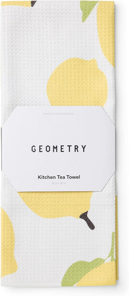 GEOMETRY Kitchen Tea Towels - Quick Dry Microfiber Dish Towels for Kitchen Sunny Lemons, 18" x 30" 1 Pack