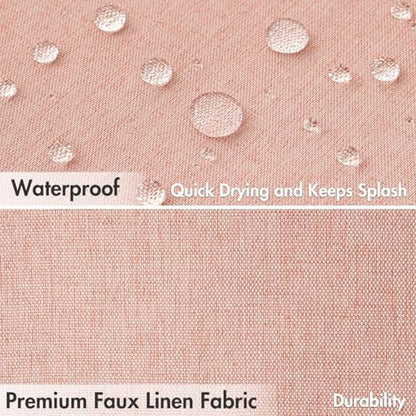 MIULEE Linen Fabric Shower Curtain Blush Pink W72*L72 12 Metal Hooks