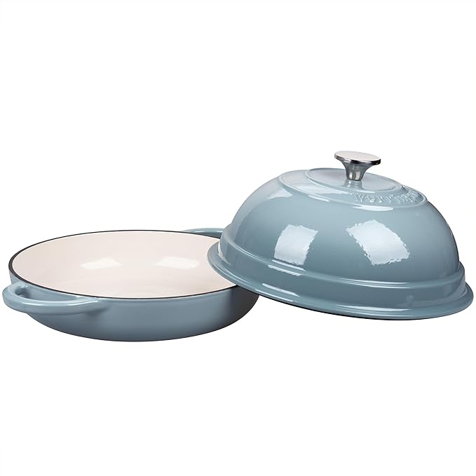 VORRINGARD Cast Iron Enameled Dutch Oven Pot with Lid for Bread Baking, Bread Oven, 6 Quart, Sea Salt
