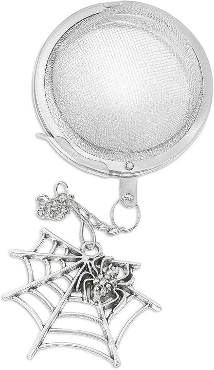 Spider Web Tea Infuser with Chain Charm for Brewing Loose Dried Leaves - Fun Housewarming Gift