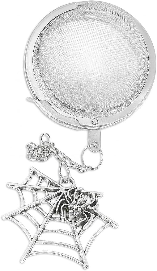 Spider Web Tea Infuser with Chain Charm for Brewing Loose Dried Leaves - Fun Housewarming Gift