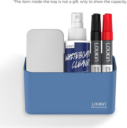loukin Magnetic Marker Holder, Dry Erase Marker Holder, Remote Control Holder, Magnetic Storage Organizer for Whiteboard or Refrigerators (Blue)