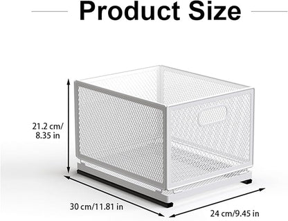 Pull Out Cabinet Organizer, Slide Out Drawers Fixed with Adhesive Nano Film, Pantry Shelves Sliding Drawer Storage Organization for Kitchen/Bathroom/Bedroom (11.8*9.4*8.3inch/30*24*21.2cm)